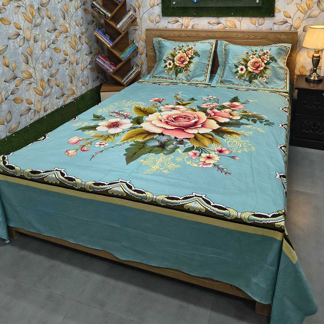 Luxury,3D,Design,Cotton,King,Size,Bedsheet