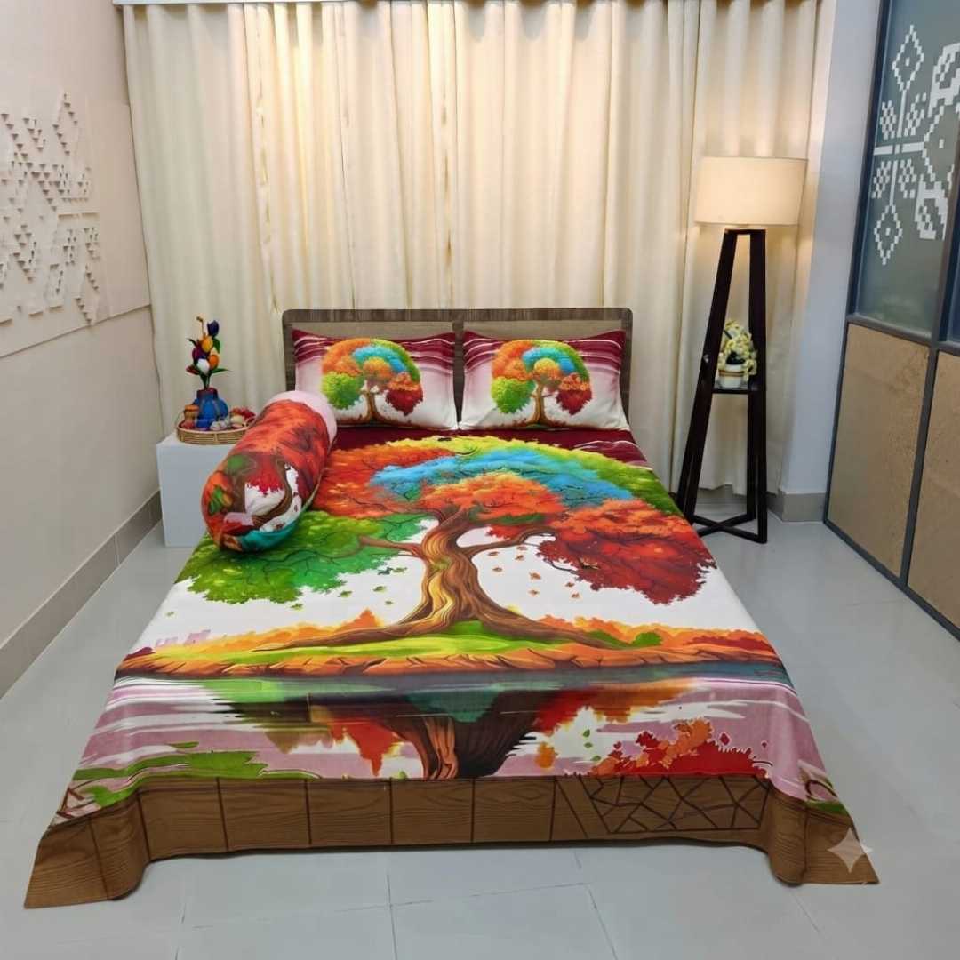 Luxury,3D,Design,Cotton,King,Size,Bedsheet